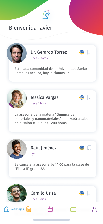 mensajes saeko app