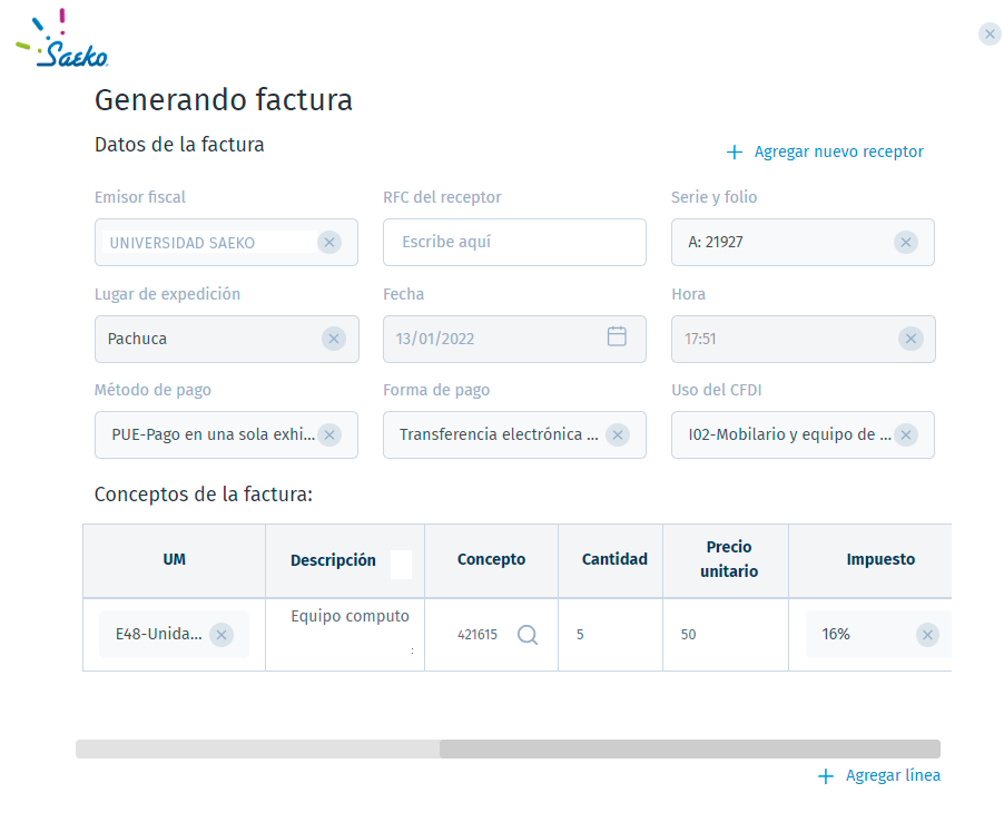 Generar factura