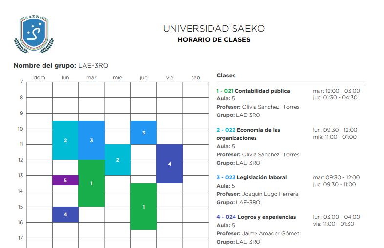 Imprimir horario 