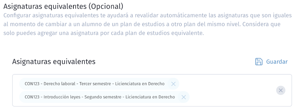 asignatura equivalente